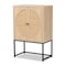 Baxton Studio Ardon Bohemian Light Brown Finished Wood and Black Metal 2-Door Storage Cabinet with Natural Rattan 196-12077-ZORO - alternate 5
